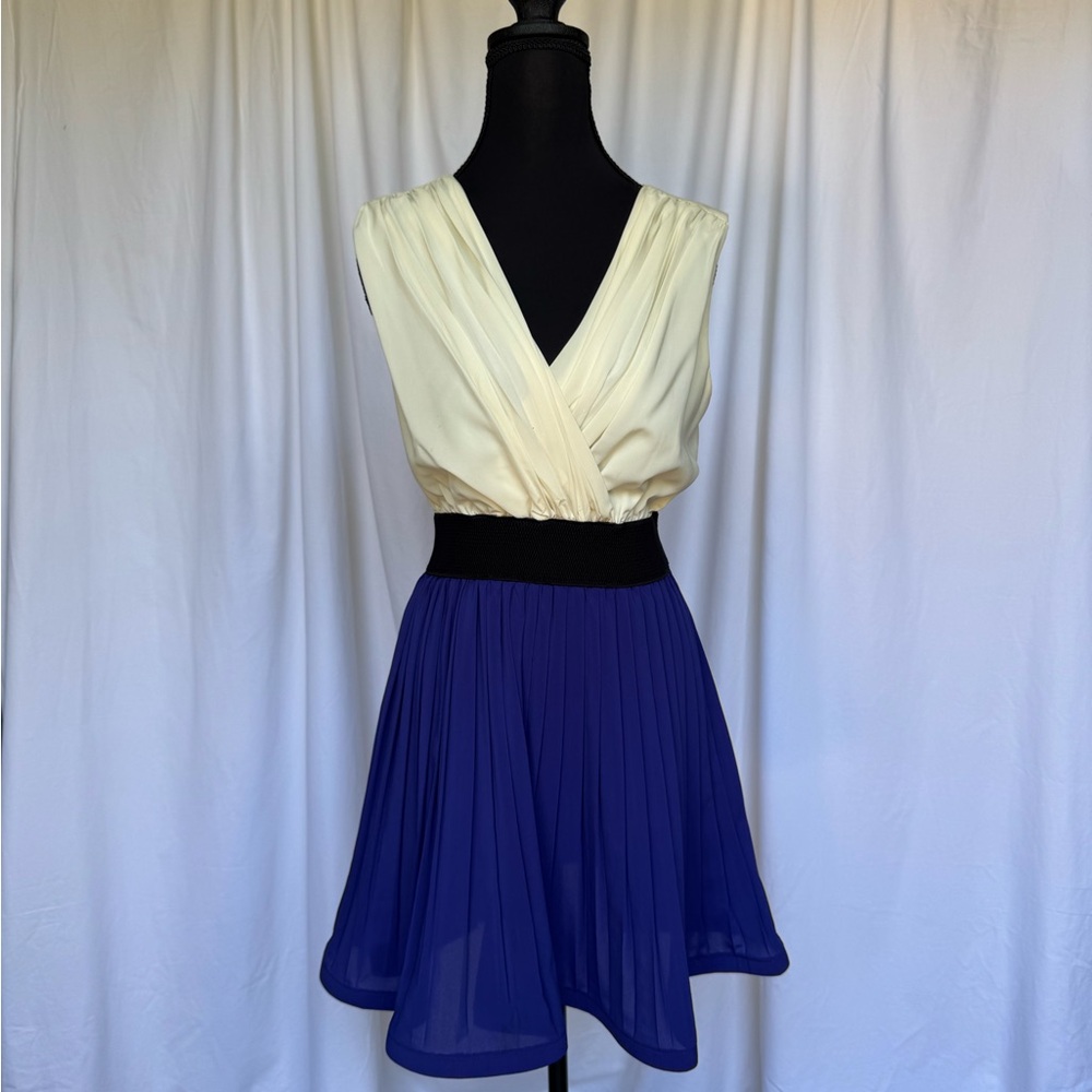 Elegant Cream and Blue Dress